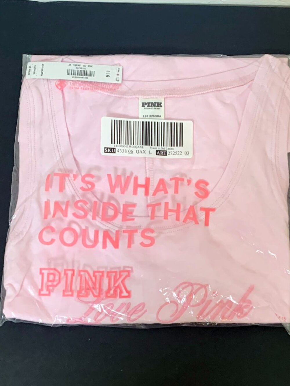 Victoria's Secret PINK Campus Cotton Tank Top Pink Tulip Large NWT